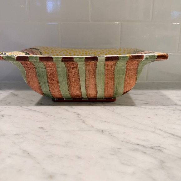 MACKENZIE CHILDS FRANK AND MUSTARD SQUARE BOWL - Picture 5 of 6